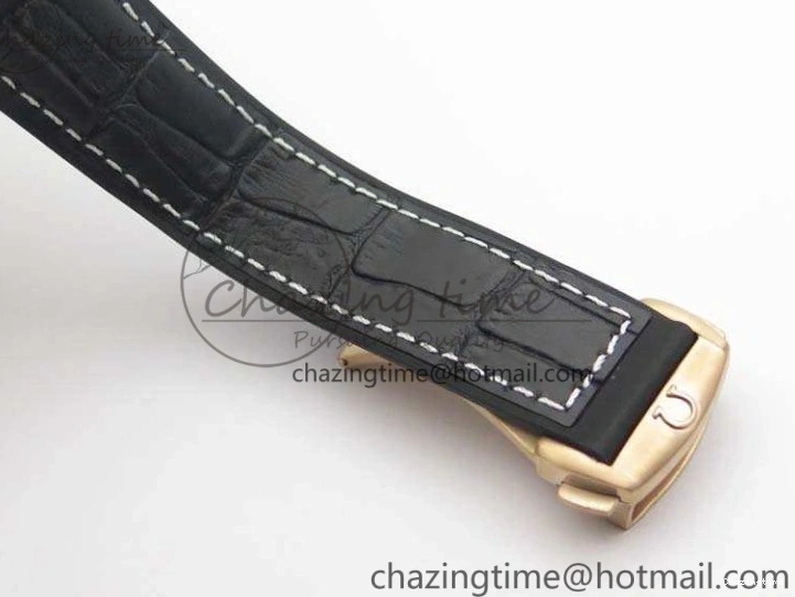 0515 Elegant Seamaster Pro Chrono RG OM Best Edition Black Ceramic Black Dial On Gummy Strap A 8128